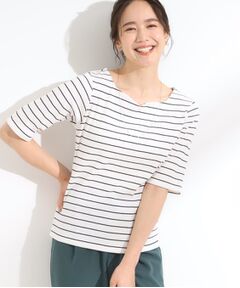 SHOO・LA・RUE / シューラルー カットソー | 【S-LL】女性らしさ漂うハートネック テレコ5分袖トップス