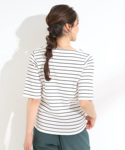 SHOO・LA・RUE / シューラルー カットソー | 【S-LL】女性らしさ漂うハートネック テレコ5分袖トップス | 詳細10