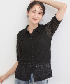 SHOO・LA・RUE / シューラルー カットソー | 【S-LL/5分袖】大人の抜け感 襟付きレーストップス