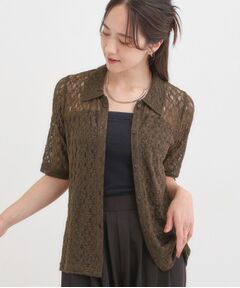 SHOO・LA・RUE / シューラルー カットソー | 【S-LL/5分袖】大人の抜け感 襟付きレーストップス