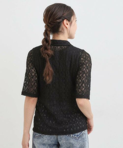 SHOO・LA・RUE / シューラルー カットソー | 【S-LL/5分袖】大人の抜け感 襟付きレーストップス | 詳細2