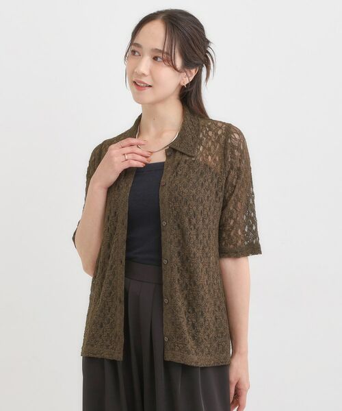 SHOO・LA・RUE / シューラルー カットソー | 【S-LL/5分袖】大人の抜け感 襟付きレーストップス | 詳細5