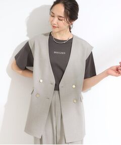 SHOO・LA・RUE / シューラルー ベスト | 【S-LL/セットアップ可/洗濯後しわになりにくい】ダブルベスト