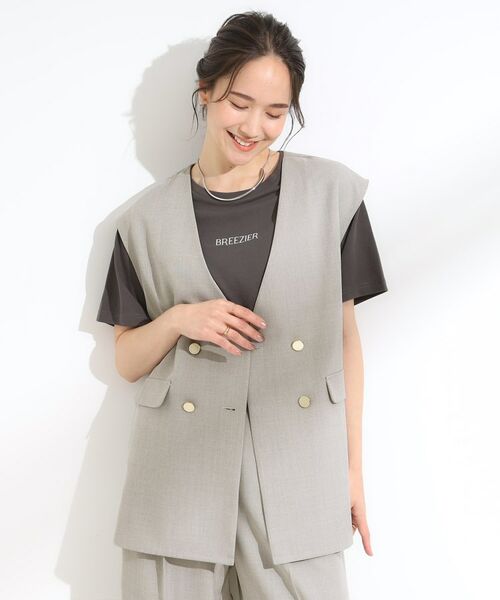 SHOO・LA・RUE / シューラルー ベスト | 【S-LL/セットアップ可/洗濯後しわになりにくい】ダブルベスト | 詳細1