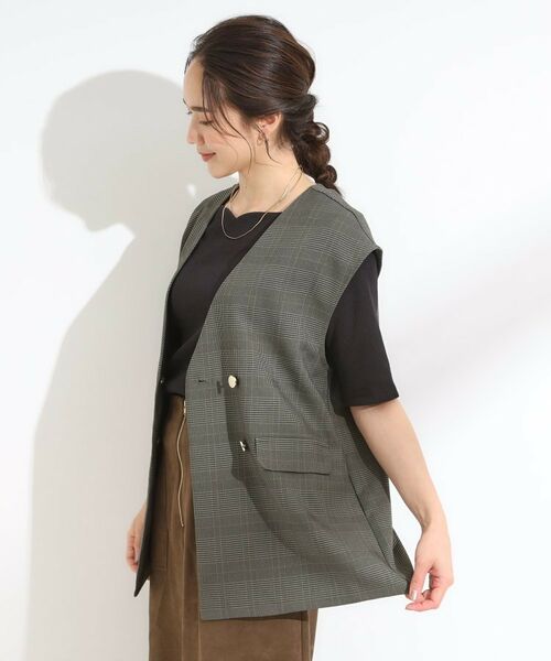 SHOO・LA・RUE / シューラルー ベスト | 【S-LL/セットアップ可/洗濯後しわになりにくい】ダブルベスト | 詳細10