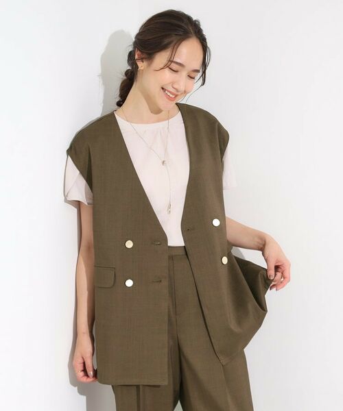 SHOO・LA・RUE / シューラルー ベスト | 【S-LL/セットアップ可/洗濯後しわになりにくい】ダブルベスト | 詳細5