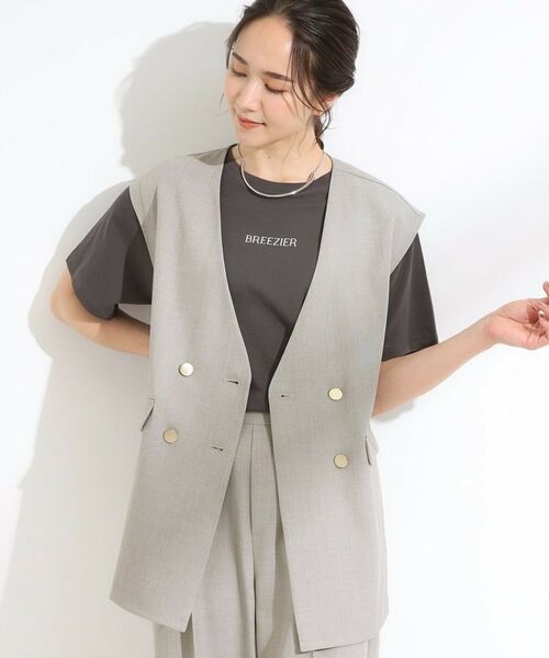 SHOO・LA・RUE / シューラルー ベスト | 【S-LL/セットアップ可/洗濯後しわになりにくい】ダブルベスト(グレー(012))