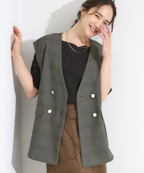 SHOO・LA・RUE / シューラルー ベスト | 【S-LL/セットアップ可/洗濯後しわになりにくい】ダブルベスト(グレー(212))