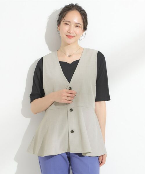 SHOO・LA・RUE / シューラルー ベスト | 【S-LL/セットアップ可/洗濯後しわになりにくい】ペプラムジレ | 詳細1