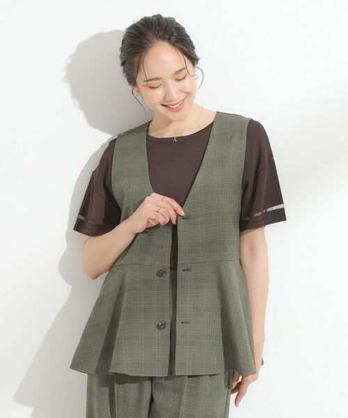 SHOO・LA・RUE / シューラルー ベスト | 【S-LL/セットアップ可/洗濯後しわになりにくい】ペプラムジレ | 詳細11