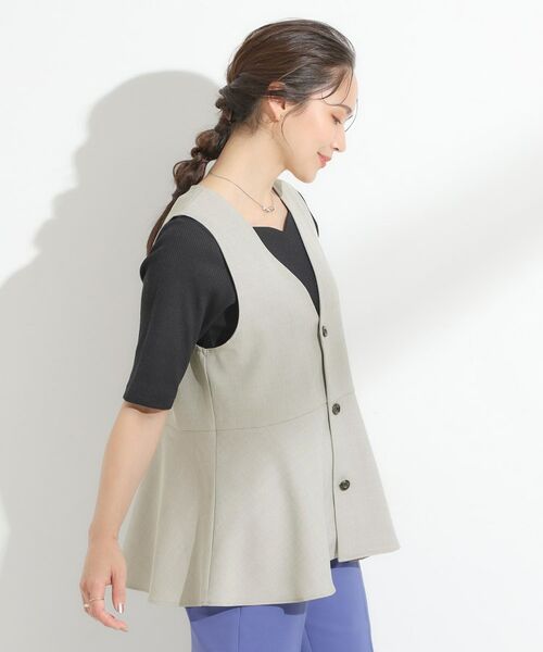 SHOO・LA・RUE / シューラルー ベスト | 【S-LL/セットアップ可/洗濯後しわになりにくい】ペプラムジレ | 詳細2