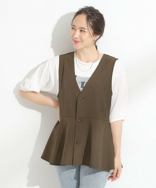 SHOO・LA・RUE / シューラルー ベスト | 【S-LL/セットアップ可/洗濯後しわになりにくい】ペプラムジレ | 詳細6