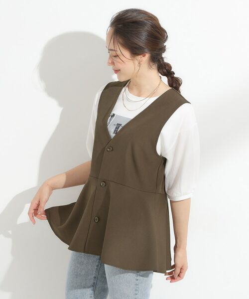 SHOO・LA・RUE / シューラルー ベスト | 【S-LL/セットアップ可/洗濯後しわになりにくい】ペプラムジレ | 詳細7