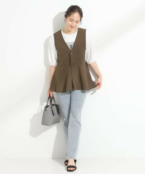 SHOO・LA・RUE / シューラルー ベスト | 【S-LL/セットアップ可/洗濯後しわになりにくい】ペプラムジレ | 詳細9