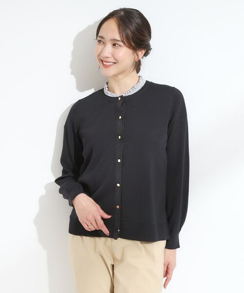 SHOO・LA・RUE / シューラルー カーディガン・ボレロ | 【洗える/S-LL】上品なラメ使い クルーネック ニットカーディガン | 詳細1