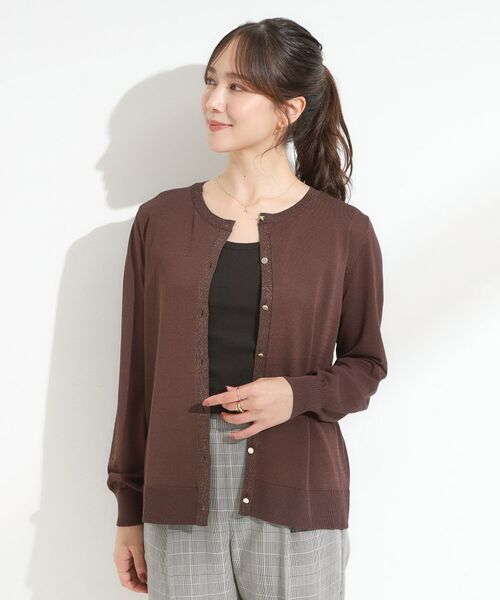 SHOO・LA・RUE / シューラルー カーディガン・ボレロ | 【洗える/S-LL】上品なラメ使い クルーネック ニットカーディガン | 詳細9