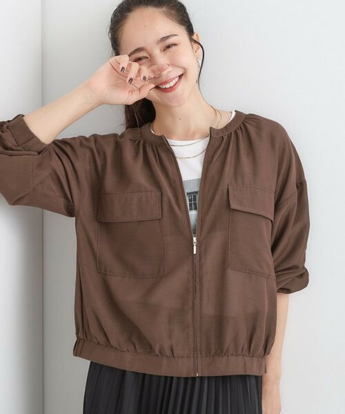 SHOO・LA・RUE / シューラルー レザーブルゾン・ジャケット | 【S-LL】寒暖差のある時期に 大人上品なシアーブルゾン(モカブラウン(042))