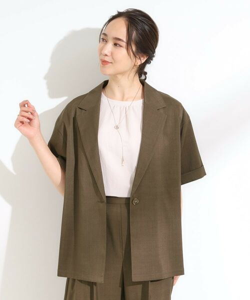 SHOO・LA・RUE / シューラルー テーラードジャケット | 【S-LL/セットアップ可/洗濯後しわになりにくい】5分袖テーラードジャケット | 詳細1