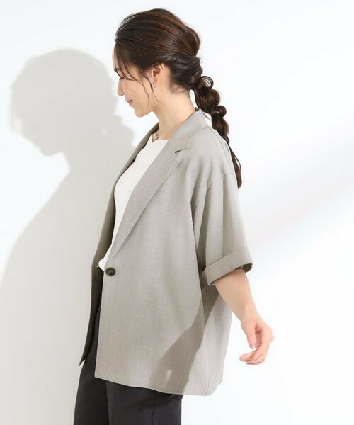 SHOO・LA・RUE / シューラルー テーラードジャケット | 【S-LL/セットアップ可/洗濯後しわになりにくい】5分袖テーラードジャケット | 詳細11