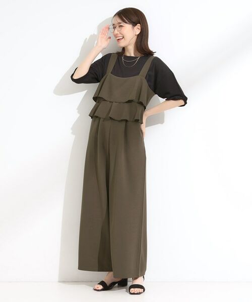 セール】 【洗える/S-LL】ティアードフリルサロペット （サロペット