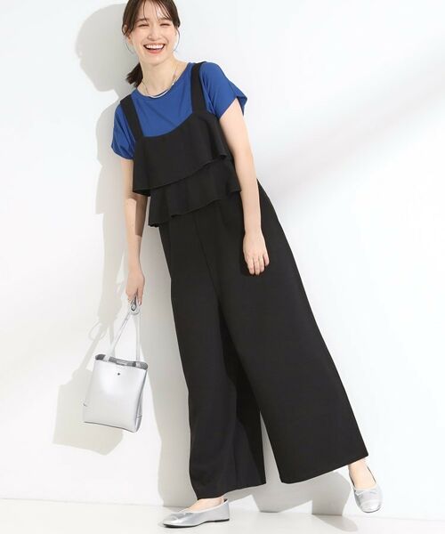 SHOO・LA・RUE / シューラルー サロペット・オールインワン | 【洗える/S-LL】ティアードフリルサロペット（ブラック(019)）