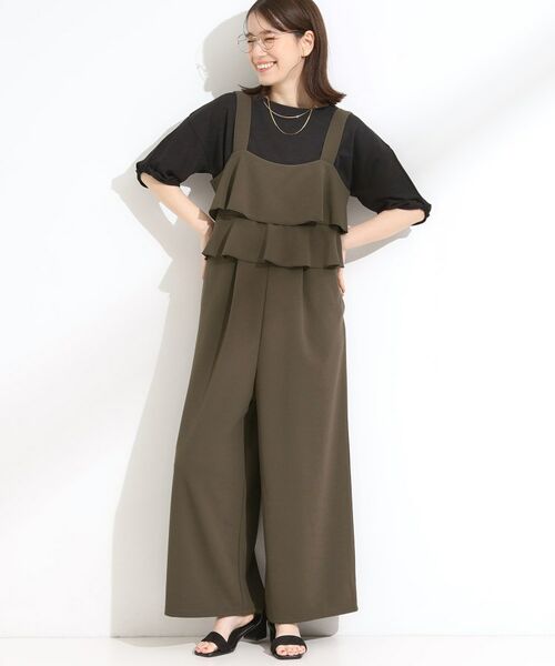 セール】 【洗える/S-LL】ティアードフリルサロペット （サロペット