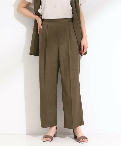 SHOO・LA・RUE / シューラルー パンツ | 【S-LL/セットアップ可/洗濯後しわになりにくい】きちんと見え タックワイドパンツ(ブラウン(043))