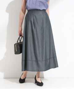 SHOO・LA・RUE / シューラルー ロング・マキシ丈スカート | 【S-LL】配色ステッチがアクセント デニムフレアスカート