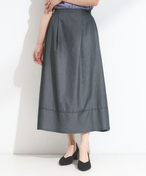 SHOO・LA・RUE / シューラルー ロング・マキシ丈スカート | 【S-LL】配色ステッチがアクセント デニムフレアスカート | 詳細1