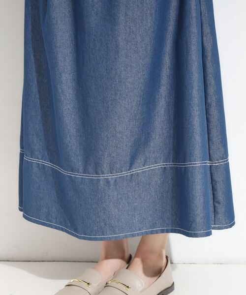 SHOO・LA・RUE / シューラルー ロング・マキシ丈スカート | 【S-LL】配色ステッチがアクセント デニムフレアスカート | 詳細14