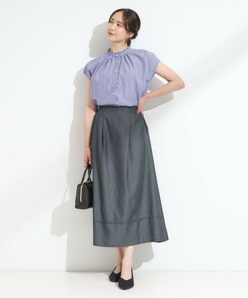 SHOO・LA・RUE / シューラルー ロング・マキシ丈スカート | 【S-LL】配色ステッチがアクセント デニムフレアスカート | 詳細3