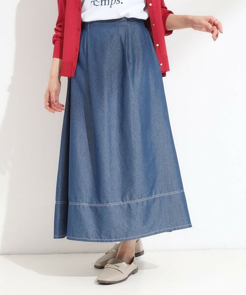SHOO・LA・RUE / シューラルー ロング・マキシ丈スカート | 【S-LL】配色ステッチがアクセント デニムフレアスカート | 詳細5