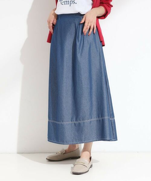 SHOO・LA・RUE / シューラルー ロング・マキシ丈スカート | 【S-LL】配色ステッチがアクセント デニムフレアスカート | 詳細6