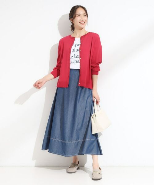 SHOO・LA・RUE / シューラルー ロング・マキシ丈スカート | 【S-LL】配色ステッチがアクセント デニムフレアスカート | 詳細7