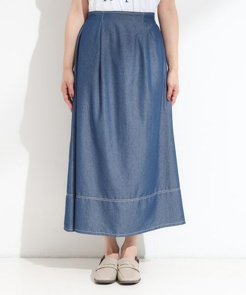 SHOO・LA・RUE / シューラルー ロング・マキシ丈スカート | 【S-LL】配色ステッチがアクセント デニムフレアスカート | 詳細9