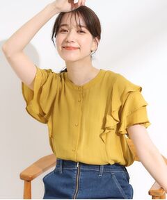 SHOO・LA・RUE / シューラルー シャツ・ブラウス | 【無地/ドット柄】お袖フリルが華やぐ きれいめブラウス