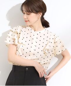 SHOO・LA・RUE / シューラルー シャツ・ブラウス | 【無地/ドット柄】お袖フリルが華やぐ きれいめブラウス