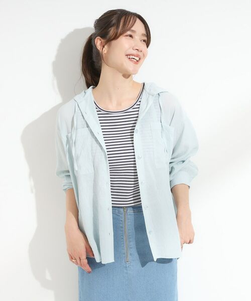 SHOO・LA・RUE / シューラルー シャツ・ブラウス | 【S-LL】大人の抜け感 シアーフードシャツ | 詳細1