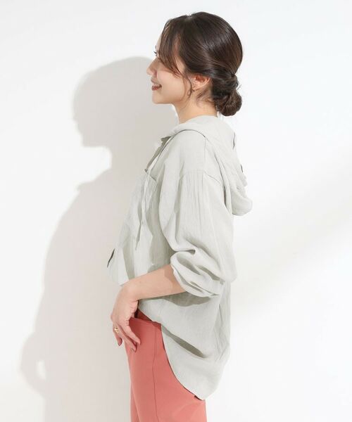 SHOO・LA・RUE / シューラルー シャツ・ブラウス | 【S-LL】大人の抜け感 シアーフードシャツ | 詳細10