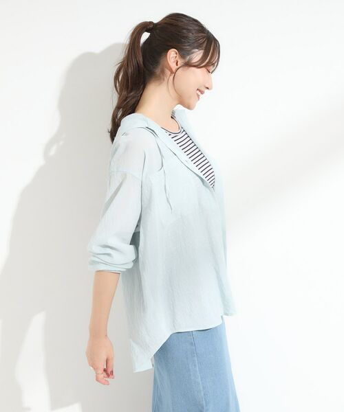 SHOO・LA・RUE / シューラルー シャツ・ブラウス | 【S-LL】大人の抜け感 シアーフードシャツ | 詳細2