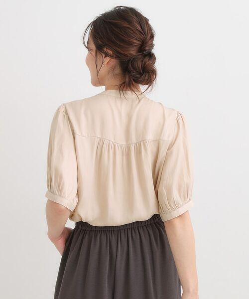 SHOO・LA・RUE / シューラルー シャツ・ブラウス | 【洗える/S-LL】お仕事にもデイリーにも サテン5分袖ブラウス | 詳細10