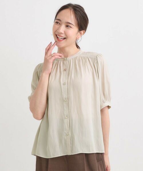 SHOO・LA・RUE / シューラルー シャツ・ブラウス | 【洗える/S-LL】お仕事にもデイリーにも サテン5分袖ブラウス | 詳細5