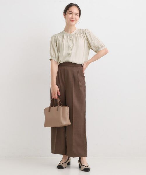 SHOO・LA・RUE / シューラルー シャツ・ブラウス | 【洗える/S-LL】お仕事にもデイリーにも サテン5分袖ブラウス | 詳細7