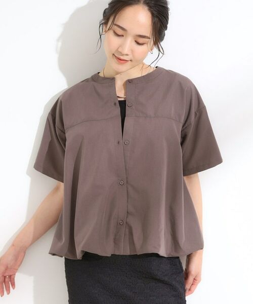 SHOO・LA・RUE / シューラルー シャツ・ブラウス | 【S-LL】インせず着られる 裾バルーンシャツ(ブラウン(043))