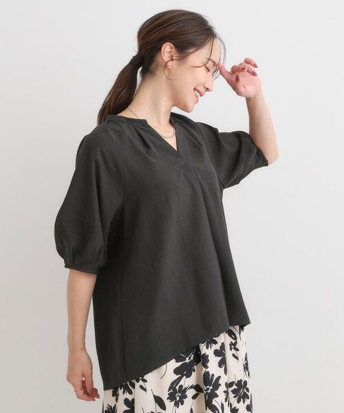 SHOO・LA・RUE / シューラルー シャツ・ブラウス | 【S-LL/洗濯後しわになりにくい】ランタン5分袖 スキッパーブラウス | 詳細2