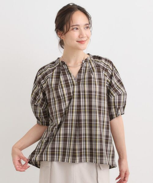 SHOO・LA・RUE / シューラルー シャツ・ブラウス | 【S-LL/洗濯後しわになりにくい】ランタン5分袖 スキッパーブラウス | 詳細9