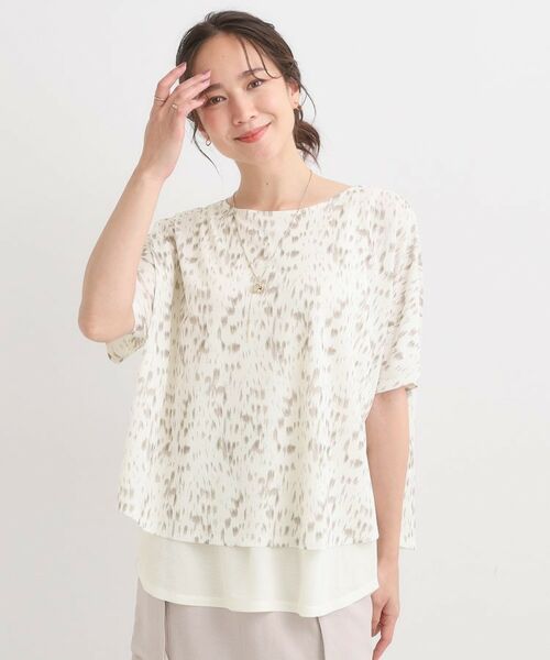 SHOO・LA・RUE / シューラルー カットソー | 【S-LL/ひんやり/体型カバー】着るだけでサマ見え レイヤードトップス | 詳細1