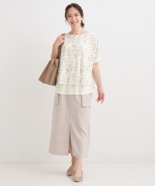 SHOO・LA・RUE / シューラルー カットソー | 【S-LL/ひんやり/体型カバー】着るだけでサマ見え レイヤードトップス | 詳細3