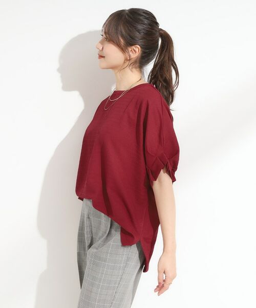 SHOO・LA・RUE / シューラルー カットソー | 【S-LL/洗える】お袖のタックがアクセント インせず着られる さらさらドルマントップス | 詳細14