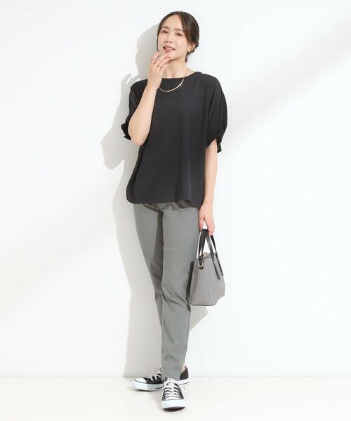 SHOO・LA・RUE / シューラルー カットソー | 【S-LL/洗える】お袖のタックがアクセント インせず着られる さらさらドルマントップス | 詳細3